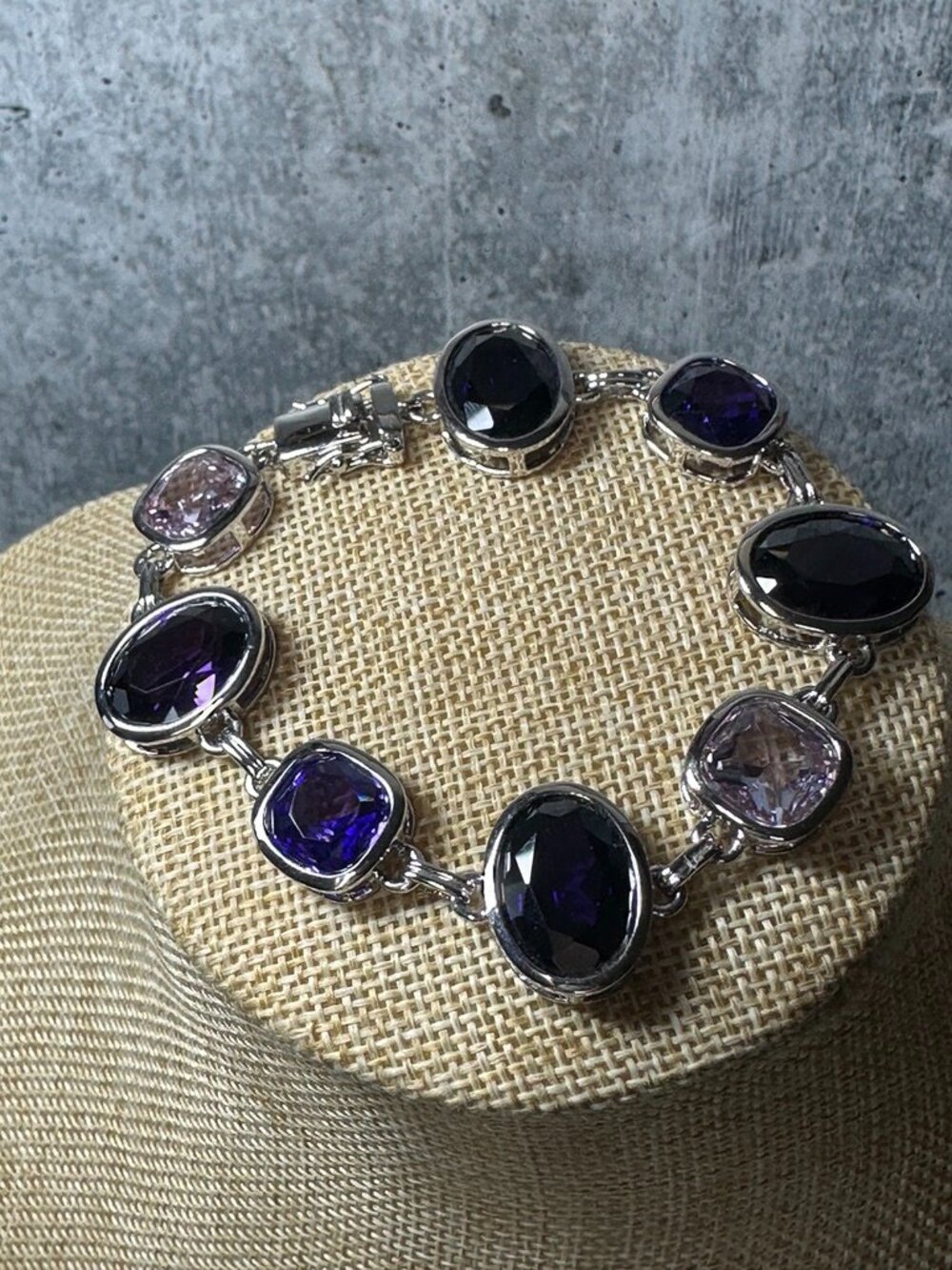 FAS Designs by FMC Purple Amethyst Chunky Stone Bracelet in Sterling Silver